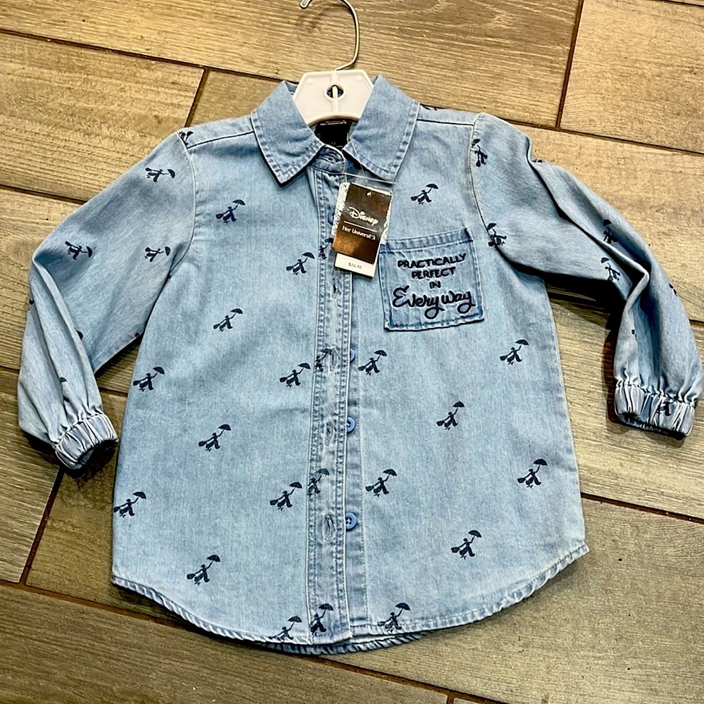 Disney Practically perfect button Jean shirt NWT  3T